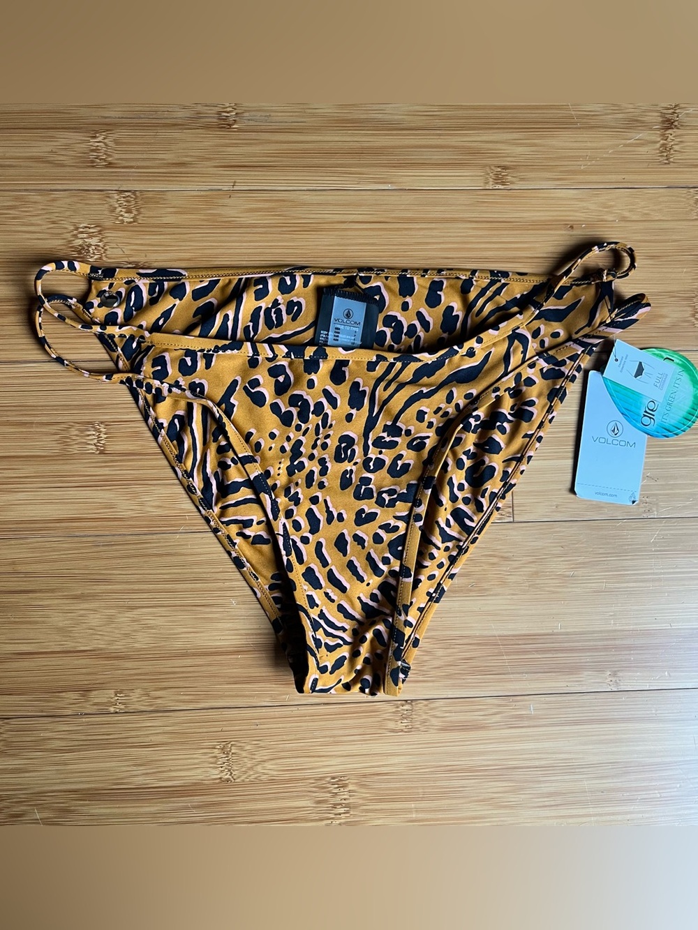 Volcom Running Wild Leopard Print Hipster Bikini Bottom NWT - Small